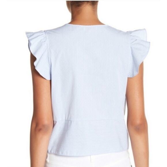 Parker Pinstripe Knotted Tie-Front Crop Top XS - Picture 5 of 12